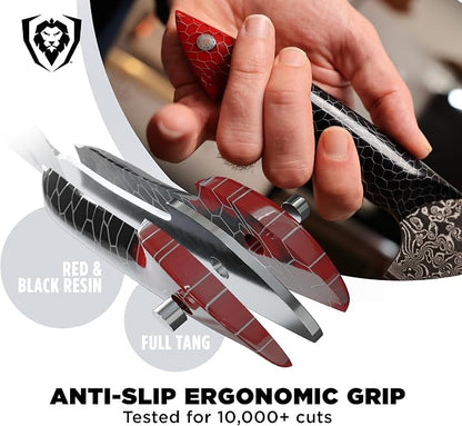 Dalstrong Chef Knife - 8 inch Blade - AUS-12V Exclusive Japanese Steel - Black Damascus Full Tang - Honeycomb Handle - Chef's Knife - Scorpion Series - Razor Sharp Kitchen - Leather Sheath