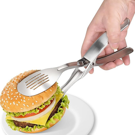 10.8 Inch 304 Stainless Steel Cooking Tongs, Metal Kitchen Tongs with Oil Drain Holes & Spring Rebound, Anti-Slip Handle for Grilling BBQ Salad Serving