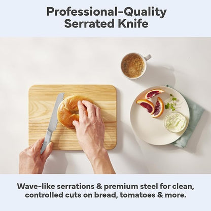 Misen Serrated Bread Knife - High-Carbon Japanese AUS8 Steel - Perfect for Soft Foods, Bread, Pastries, and Fruits - Verstatile Slicer, Razor-Sharp Edge, Durable Blade, Ergonomic Handle - 5", White