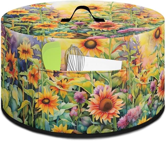 Sunflower Field Slow Cooker Dust Cover Compatible with 6-8 qt Crock for Pot Oval Slow Cooker Cover Vibrant Small Kitchen Appliance Green Leaves Decor