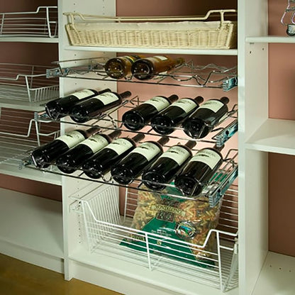 Rev-A-Shelf Chrome 30" Deluxe Wire Pullout Wine Bottle Rack for 14" Deep Pantry