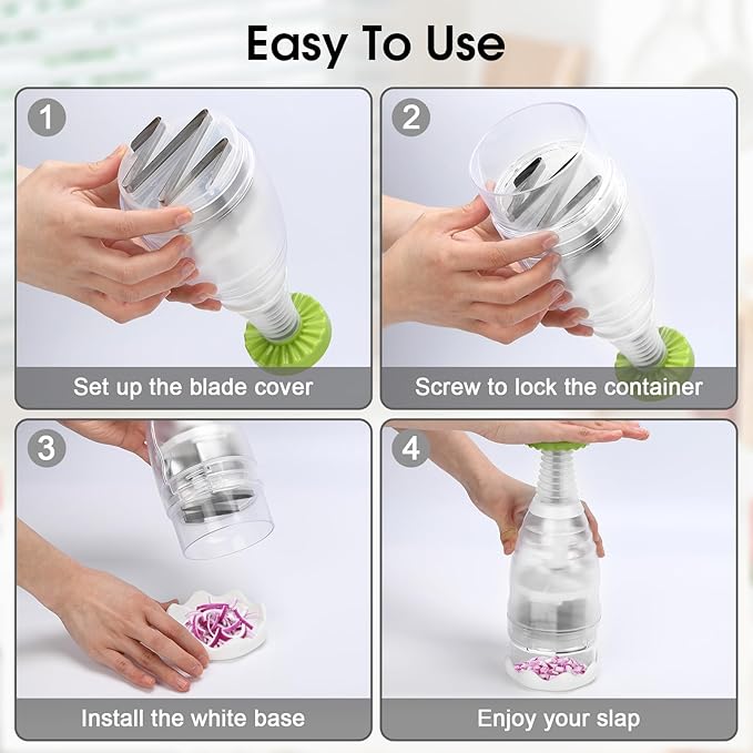 Vegetable Chopper Food Chopper, Veggie Cutter Manual Hand with Stainless Steel Blades & Soft Non-Slip Grip, Slap Onion Chop for Veggies Onions Garlic Nuts Salads - Dishwasher-safe