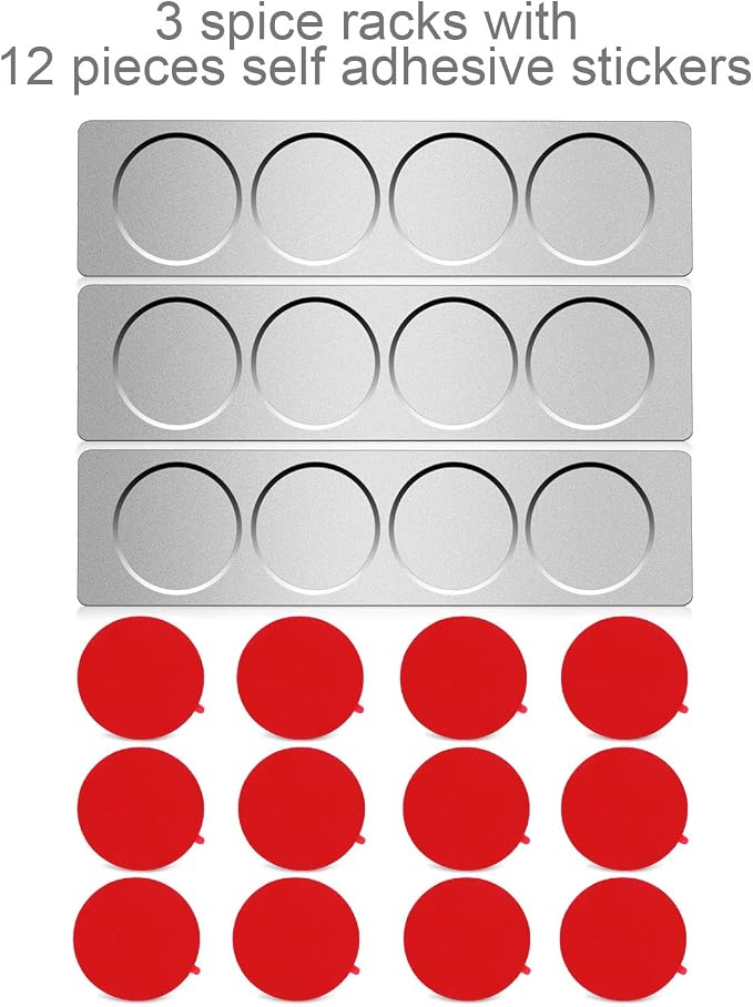 Chengu 3 Pieces Magnetic Spice Rack Stainless Steel Wall Plate Base Wall Mounted Base Under Cabinet Spice Rack for Home Magnetic Spices Jars Container Metal Panels Sticks Kitchen Supplies Camper Stove