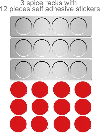 Chengu 3 Pieces Magnetic Spice Rack Stainless Steel Wall Plate Base Wall Mounted Base Under Cabinet Spice Rack for Home Magnetic Spices Jars Container Metal Panels Sticks Kitchen Supplies Camper Stove