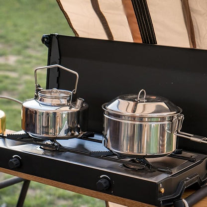 Fire-Maple Antarcti S/S Kettle Pot Set | 18-8 Stainless Steel | all Steel Construction | Ideal for Camping Bushcraft Use | Compact Cookware Set