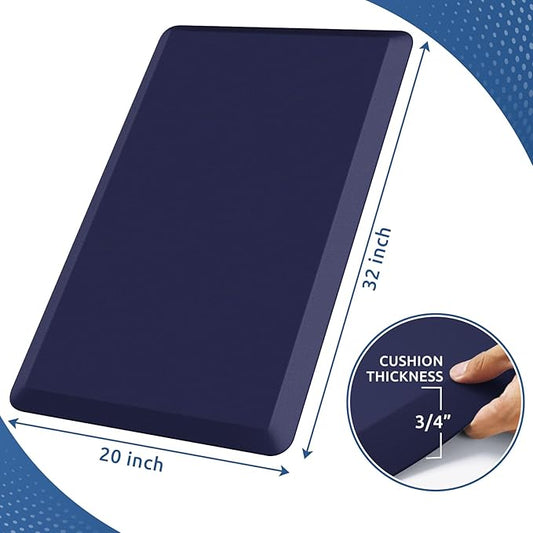 KitchenClouds Kitchen Mat Cushioned Anti Fatigue Rug 20"x32" Water Resistant, Non Slip, Standing and Comfort Desk/Floor Mats for House Sink Office (Blue)