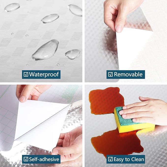 VEELIKE 15.74x354.33 inches Stainless Steel Contact Paper Removable Wallpaper Peel and Stick Oil-Proof Rust Resistant Self Adhesive Film for Refrigerators Washing Machines Dishwashers Microwave Oven