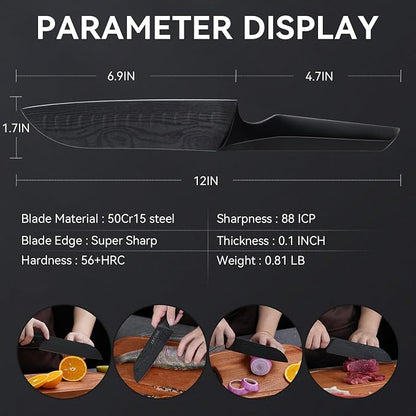 Chef Knife 7 Inch Sharp Santoku Knife High Carbon Stainless Steel, Kitchen Gadgets with High-End Gift Box, Christmas Gifts for Men and Women, Parents