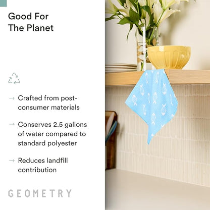 GEOMETRY Dishcloth – Spring & Summer Collection – Quick-Dry, Ultra-Absorbent, Reusable Microfiber Kitchen Towels for Drying & Cleaning - Summer Line - 6 Pieces