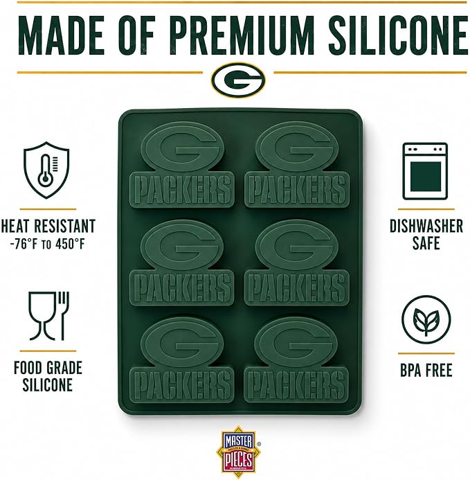 Masterpieces Game Day - FanPans NFL Green Bay Packers Silicone Muffin Pan - Dishwasher Safe