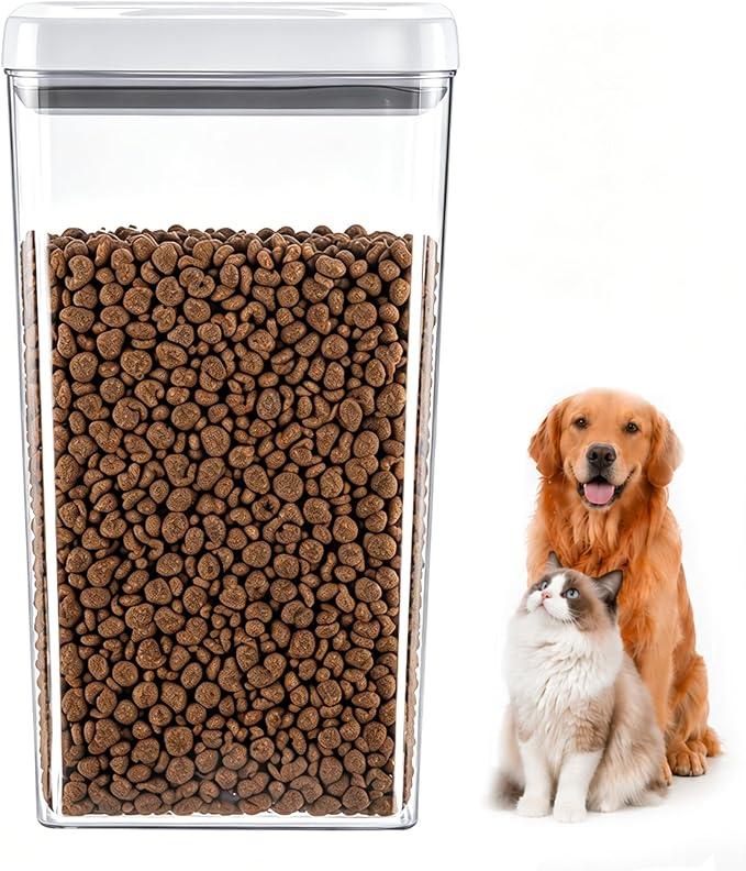 UFORU Dog Food Storage Containers with Twist Lock Lid, 4.4 Qt Airtight Cat food container, BPA-Free Stackable Kitchen Pantry Organizers and Storage, One Button Opening Pet Treat and Food Container