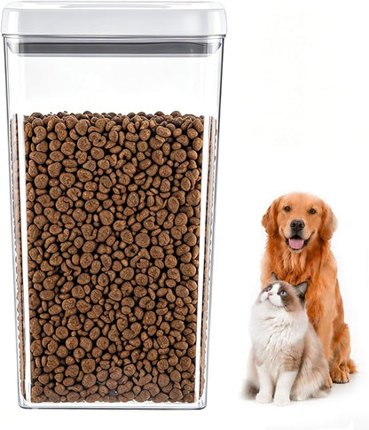 UFORU Dog Food Storage Containers with Twist Lock Lid, 4.4 Qt Airtight Cat food container, BPA-Free Stackable Kitchen Pantry Organizers and Storage, One Button Opening Pet Treat and Food Container