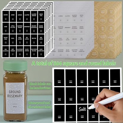 Spice Jars with Labels - 24 Glass Spice with Shaker Lids & Airtight Plastic Caps - 4oz Complete Seasoning Containers Organizer Set for Cabinet, Drawer & Rack (Light Green)