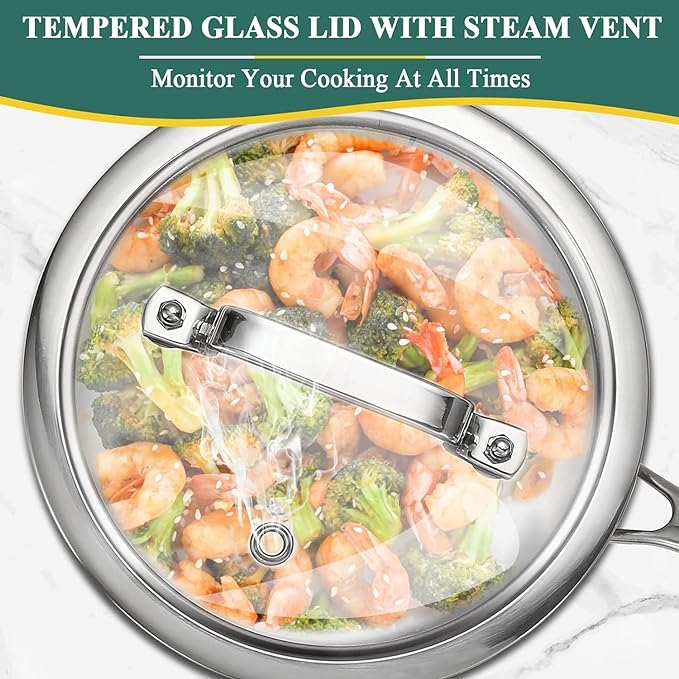 DELARLO Kitchen Pot Set, Tri-Ply Stainless Steel Saucepan Set, 1.0QT 2QT 3.5QT, Cooking Set, Fast Even Heat, Saucepan set Compatible with all Cooktops 600℉（Lids 300℉）3.5QT Pot with a Steamer
