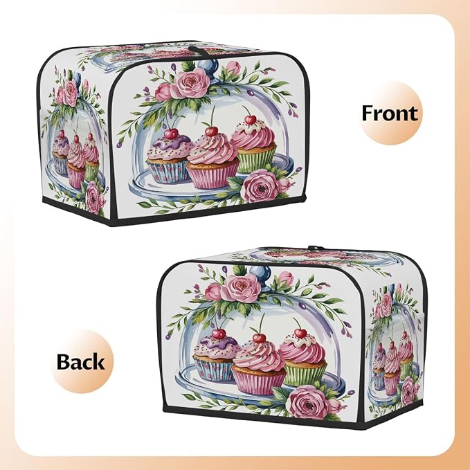 Toaster Cover 4 Slice Wide Slot Cake FlowerBread Toaster Oven Dustproof Cover Small Appliance Kitchen Covers Dust and Fingerprint Protection for Women Gift 4 Slice