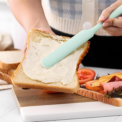 12 Pieces Silicone Jar Spatula, Heat-resistant Jar Scraper Bulk with Long Handle, 9.4 Inch Non-stick Cream Jam Spreader Narrow Kitchen Gadget for Butter, Cake, Blender, Dough