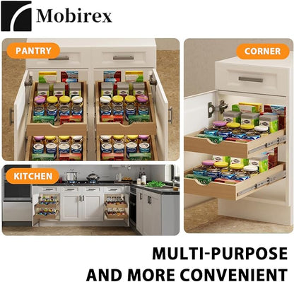 Pull Out Drawers for Cabinet Wood Slide Out Cabinet Organizer and Storage Cabinet Kitchen Drawers Slide Out Shelves Pull Out Shelves in Kitchen Pantry Bathroom with Soft Close 18"W x 22"D x 3"H