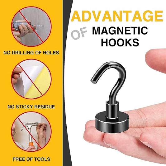 DIYMAG Magnetic Hooks, 30Lbs Strong Heavy Duty Cruise Magnet S-Hooks for Classroom, Fridge, Hanging, Cabins, Grill, Kitchen, Garage, Workplace and Office Etc, (100 Pack-Black)