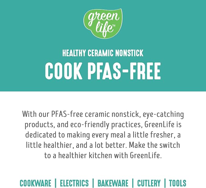 GreenLife 2.5QT Nonstick Saucepan with Glass Lid, Soft Grip, PFAS-Free Ceramic, Multipurpose Chef Pan, Milk & Sauce Cooking Pot, Dishwasher & Oven Safe to 350˚F, Stay-Cool Handle, Turquoise
