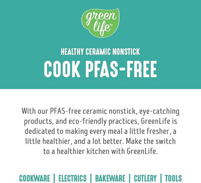 GreenLife 2.5QT Nonstick Saucepan with Glass Lid, Soft Grip, PFAS-Free Ceramic, Multipurpose Chef Pan, Milk & Sauce Cooking Pot, Dishwasher & Oven Safe to 350˚F, Stay-Cool Handle, Turquoise