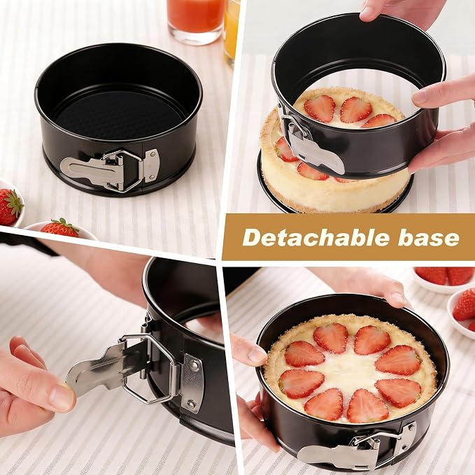 6 Pack 6 Inch Springform Pan for Baking, Nonstick Carbon Steel Cheesecake Pan with Removable Bottom, Leakproof Round Cake Pan for Mini Cheesecakes, Pizzas, Quiches