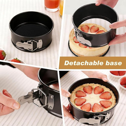 6 Pack 6 Inch Springform Pan for Baking, Nonstick Carbon Steel Cheesecake Pan with Removable Bottom, Leakproof Round Cake Pan for Mini Cheesecakes, Pizzas, Quiches