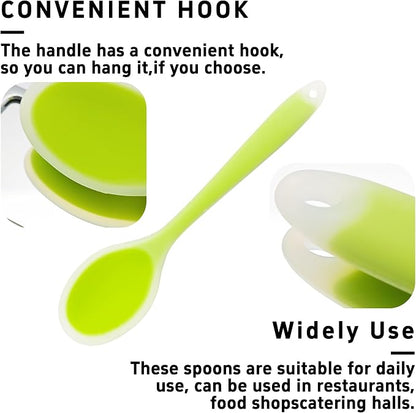 4Pcs Silicone Cooking Spoon, Heat-Resistant Nonstick Silicone Spoon for Stirring, Mixing, Cooking, Baking and Daily Use(Green)