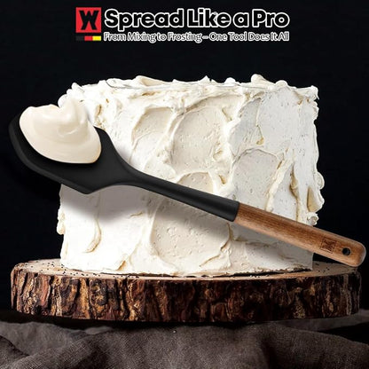 WAGENSTEIGER Silicone Head Scraping Spatula with Wooden Handle: Multi-Purpose Cooking Tool for Spreading, Baking and Mixing, Heat Resistant Cookware, Protects Surfaces with Gentle Head Design