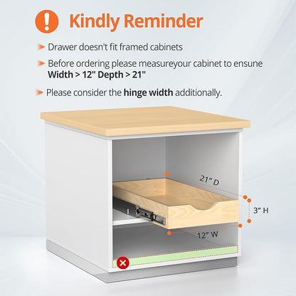 ZOINLIY Wooden Pull Out Cabinet Organizer, Slide Out Drawer for Kitchen Organizers and Storage, Soft Close, Heavy Duty, Full-Extension