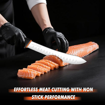 TIVOLI Bullnose Knife 10 Inch - Butcher Carving Knife with Ergonomic Non-Slip Softgrip & German Stainless Steel Razor Sharp Blade for Meat Cutting,Slicing - Gift for Men Women