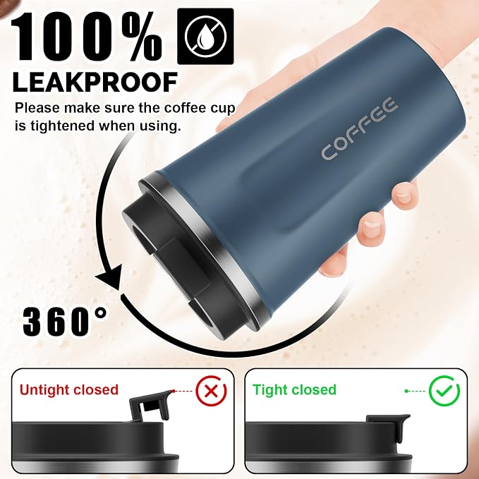 MOMSIV 17oz Travel Mug, Insulated Coffee Cup with Leakproof Lid, Vacuum Stainless Steel Double Walled Reusable Tumbler for Hot and Cold Water Coffee and Tea In Travel and Car