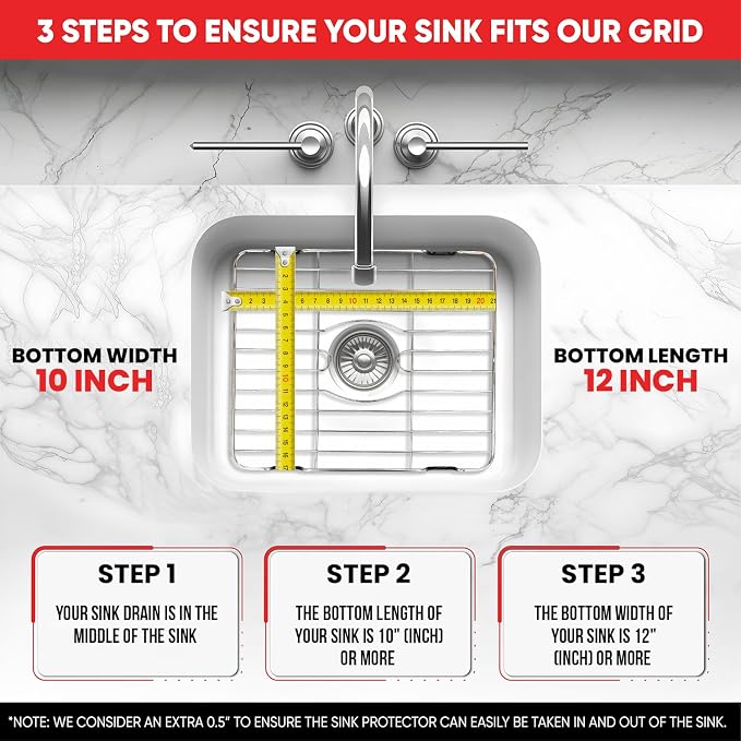Better Houseware Sink Protectors for Kitchen Sink, Rust-Resistant Scratch-Preventing Stainless Steel Sink Protector Grid, Non-Slip Kitchen Sink Rack for Washing, 12 x 10.25 x 1 Inch (2 Pack)