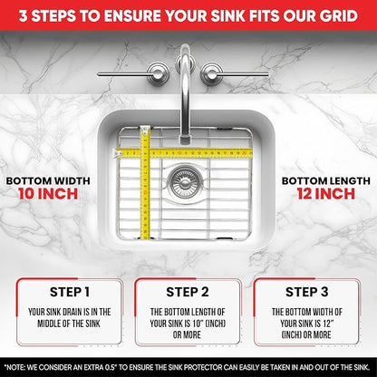 Better Houseware Sink Protectors for Kitchen Sink, Rust-Resistant Scratch-Preventing Stainless Steel Sink Protector Grid, Non-Slip Kitchen Sink Rack for Washing, 12 x 10.25 x 1 Inch (2 Pack)