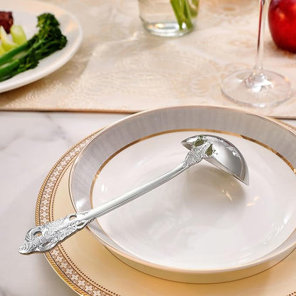 KEAWELL Premium 7.5 inch Luxury Gravy Ladle, 18/10 Stainless Steel, Small Gravy Spoon for Home. Solid and Sturdy, Dishwasher Safe. (1, Silver)