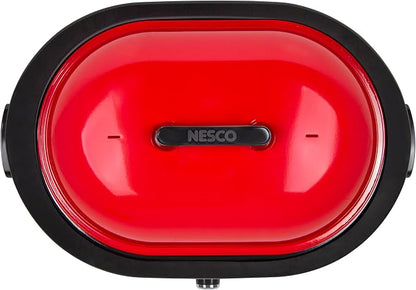 NESCO MWR18‑12 Electric Roaster Oven for Family‑Size Meals, Red 18‑Quart Countertop Roaster with Circle of Heat Heating Technology