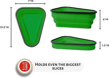 The Perfect Pizza Pack™ - Reusable Pizza Storage Container with 5 Microwavable Serving Trays - BPA-Free Adjustable Pizza Slice Container to Organize & Save Space, Green