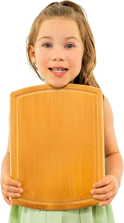 Small Bamboo Cutting Board – 12 Inch Wood Cutting Boards for Kitchen with Glue-Free Surface™ & Juice Groove – Non-Toxic, FSC-Certified, Durable Wooden Chopping Board