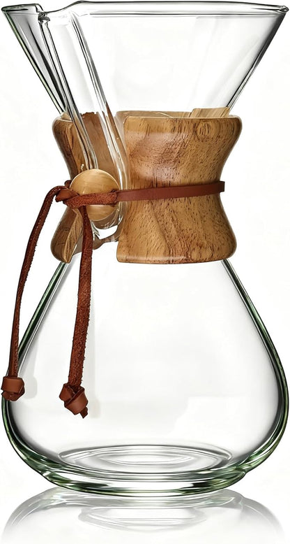 AGOGO Pour Over Coffee Maker Glass - Barista Kit with 304 Stainless Filter for Home, Office, Camping, Cafes - Easy Clean Coffee Dripper Set (Soft Towel&Brush) (34oz Classic w/SS Filter)