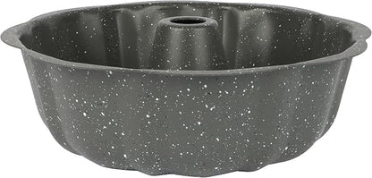 David Burke 9" Fluted Bake Pan – Carbon Steel Bundt Cake Pan – Gray Speckle