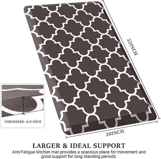 WISELIFE Anti Fatigue Floor Mat - 4/5 Inch Thick Kitchen Mat Non Slip Waterproof Heavy Duty Ergonomic Comfort Mat Durable for Home, Office, Sink, Laundry,(20" x 32", Chocolate)