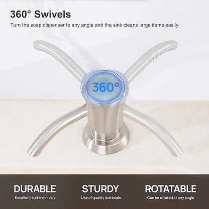 GAGALIFE Built in Counter Soap Dispenser (Brushed Nickel) for Kitchen Sink and Soap Dispenser Extension Tube, Anti-Leakage Upgrade with 40" Soap Tube No More Top Refill
