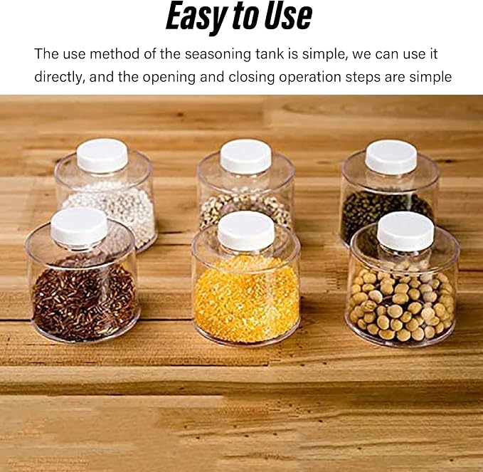 Horoper 6 Pcs Seasoning Box, Transparent Stackable Spice Pot Spice Tower, Spice Storage Box with Separate Covers, Travel Seasoning Pot Spice Jars Containers with Sifters