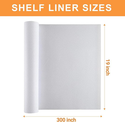 FLPMIX Shelf Liners for Kitchen Cabinets: 19" Wide Waterproof Under Sink Mats - Non-Adhesive Easy to Cut Large Drawer Liner for Pantry Cupboard 19" x 300" White