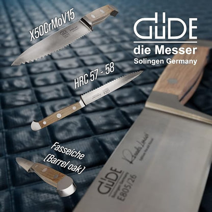 Güde Alpha Barrel Oak Series - 5" Tomato Knife - Made in Solingen, Germany Since 1910 - Rare Oak Wood, Over 80 Years Old.