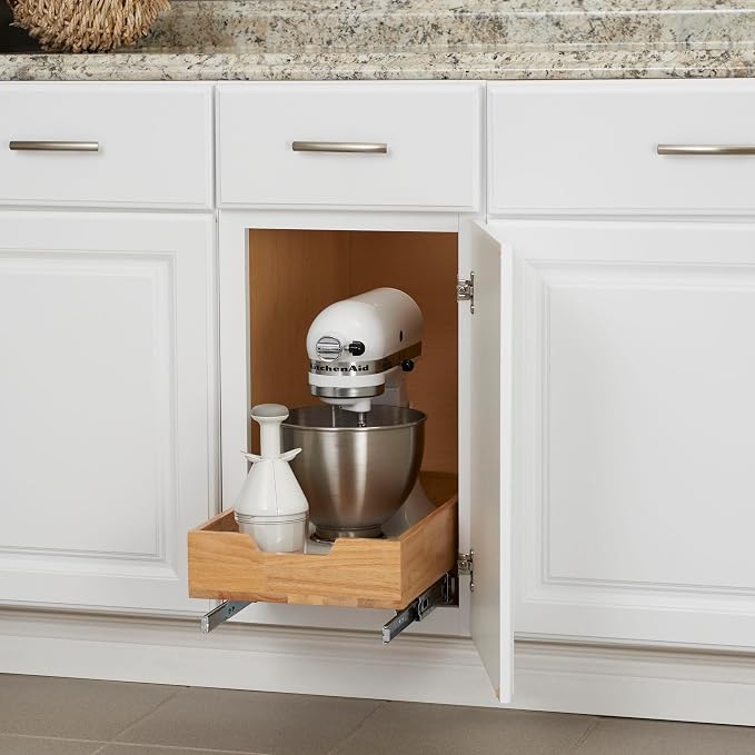 Household Essentials Artisan Natural Wood & Steel Pull-Out Organizer