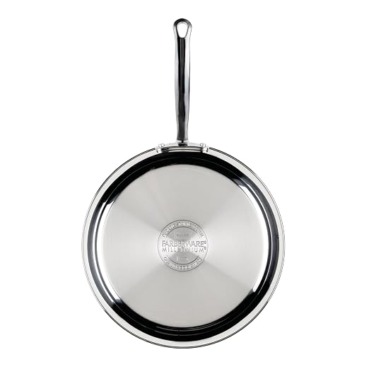Farberware Millennium Stainless Steel Frying Pan/Skillet, Induction Ready, Compatible with All Cooktops, Metal Utensil Safe, 12.25 Inch Open Fry Pan, Dishwasher Safe - Stainless Steel