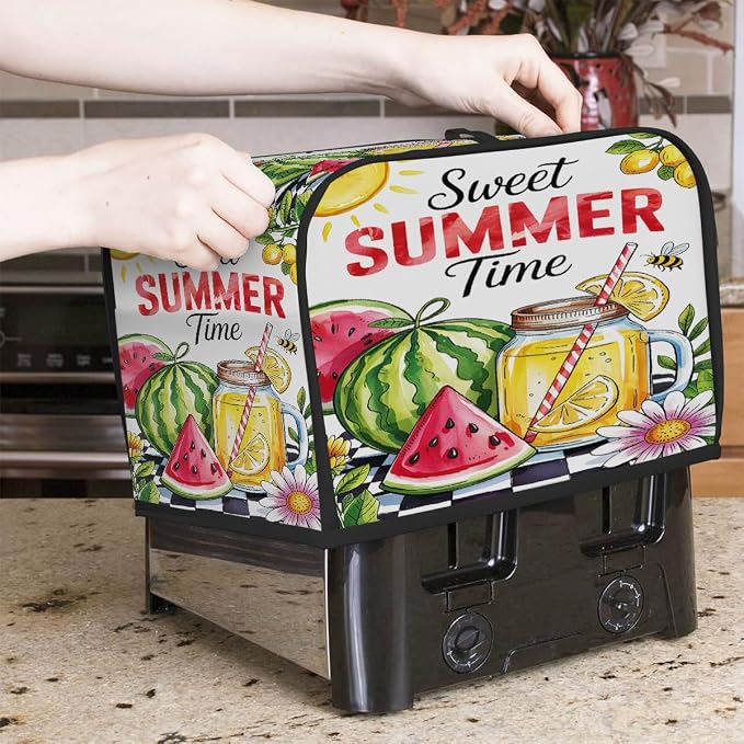 2 Slice Summer Fruit Watermelon Toaster Cover Waterproof Dust Fingerprint Bread Machine Cover Washable Kitchen Appliance Protector For Home Kitchen Bakeware Table Decor Women Gifts