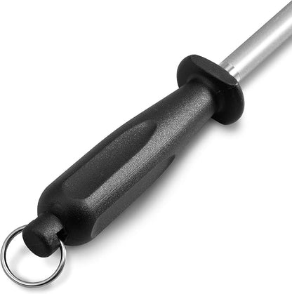 Knives Sharpener Knives Sharpening Honing Rod ALLWIN HOUSEWARE Knives Carbon Honing Steel for Chef Knives Daily Edge Maintenance Non‑Slip Handle with Anti‑Slip Metal Tip for Kitchen Cooking Gift