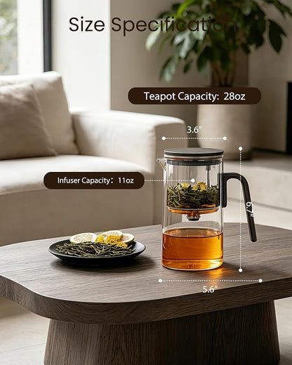 ZENS Enchanted Teapot, Magnetic Glass Tea Infuser Pot for Loose Leaf Tea Steeper, Magic Tea Maker, Mess-Free Loose Tea Diffusers for Tea Lovers Ideal Gifts, 28oz (830 ml)