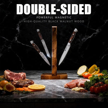 Magnetic Knife Block Set, Double Sided Magnetic Knife Holder with Knives